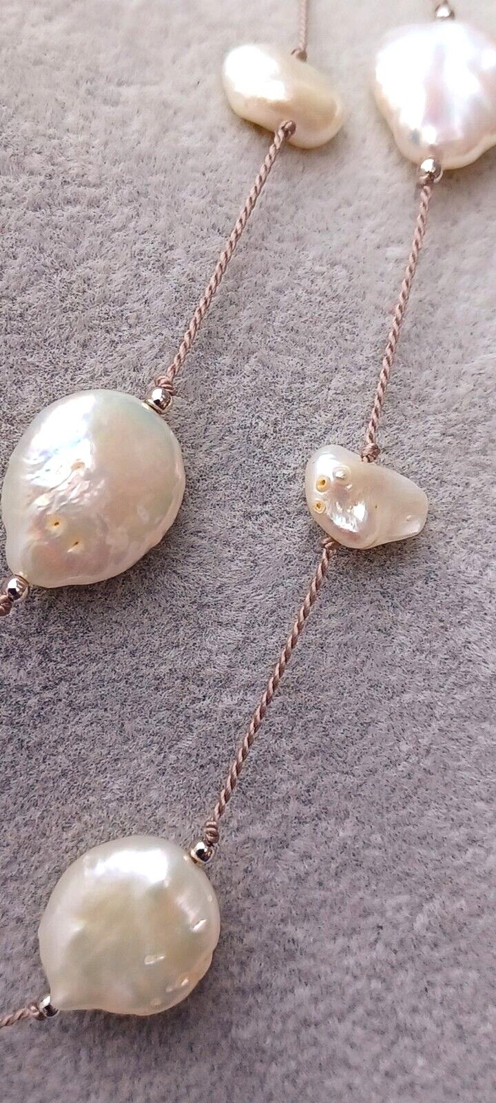 925 Sterling Silver Cultured Freshwater Pearl Long Necklace Keshi Pearl #A46