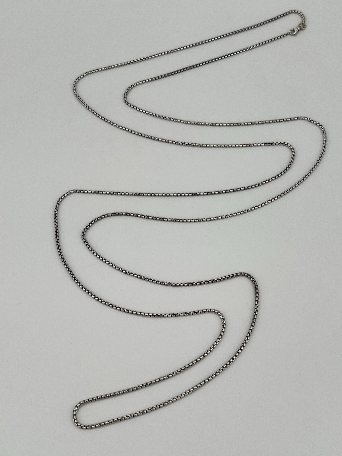 Authentic estate David Yurman 14K & sterling 2.6 mm box necklace, 72″ long chain
