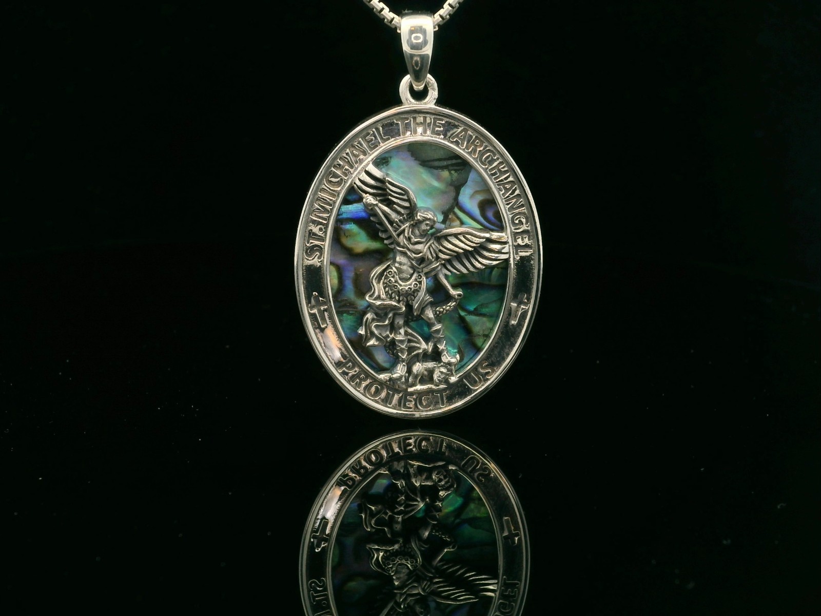 Sterling Silver Saint Michael Necklace on Abaline
