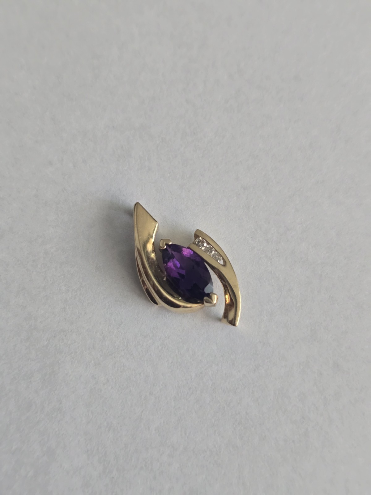 14K Yellow Gold Marquise Purple Amethyst Prong-Set Pendant