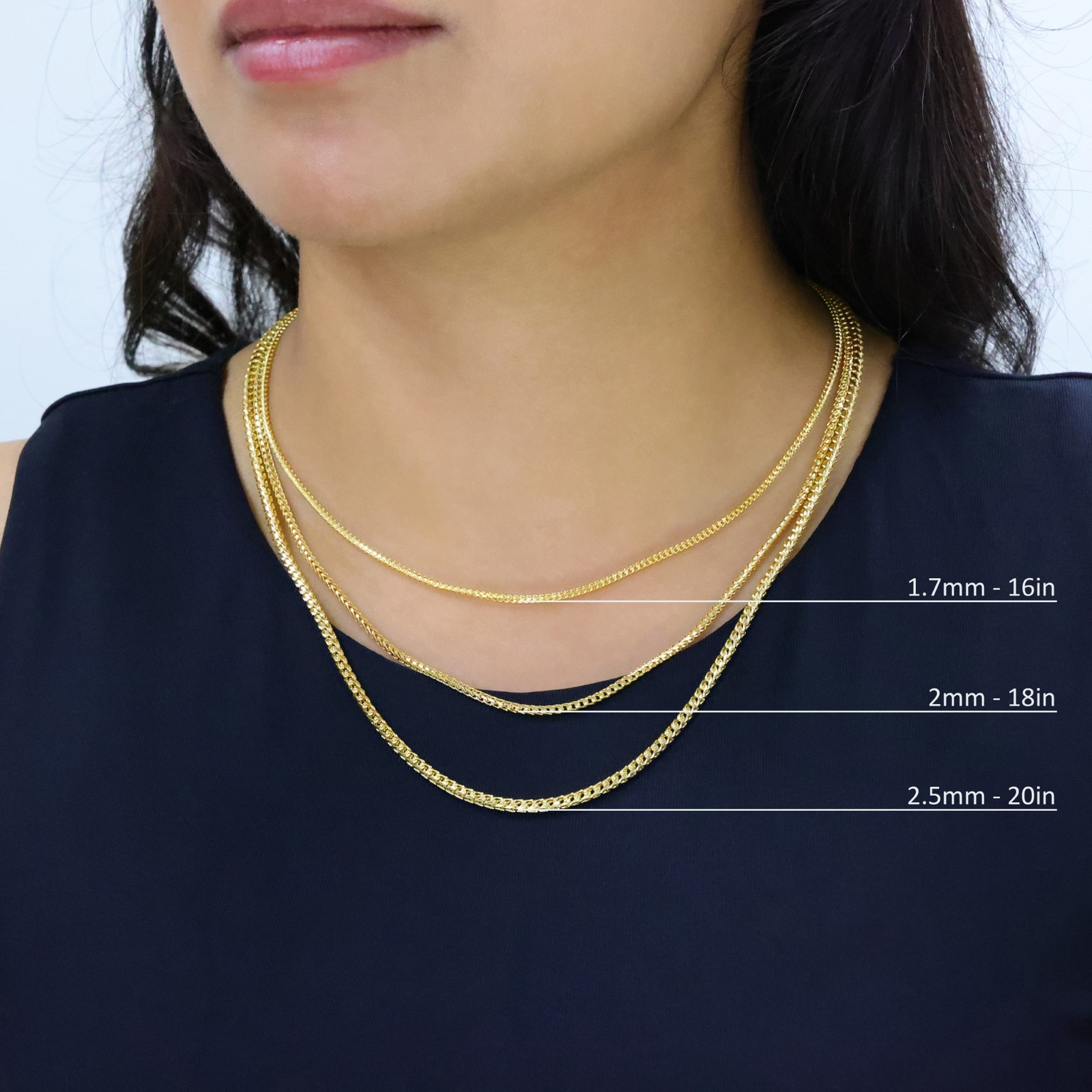 14K Yellow Gold Solid Franco 0.6mm-6mm Diamond Cut Spiga Chain Necklace 16″- 30″