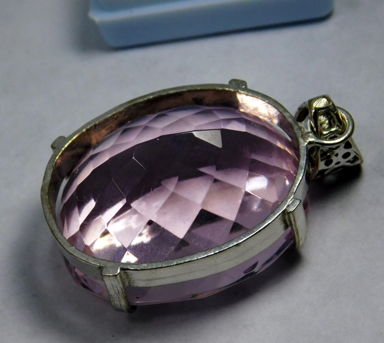 Natural 94.20 Ct Certified Brazilian Pink Kunzite 925 Silver Pendant Gemstone