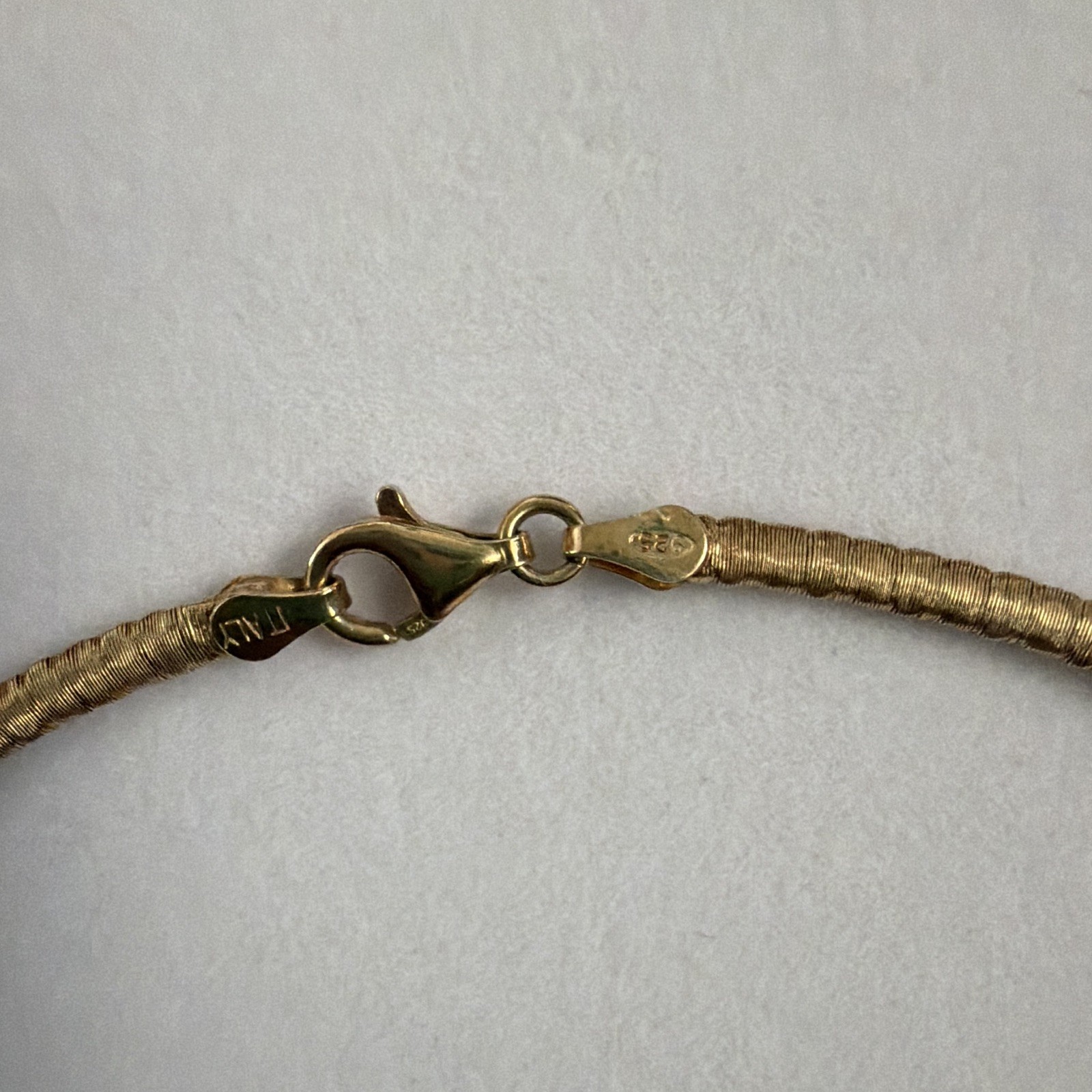 925 silver Yellow Gold plated Snake Chain Necklace with Lobster Clasp 10.41g