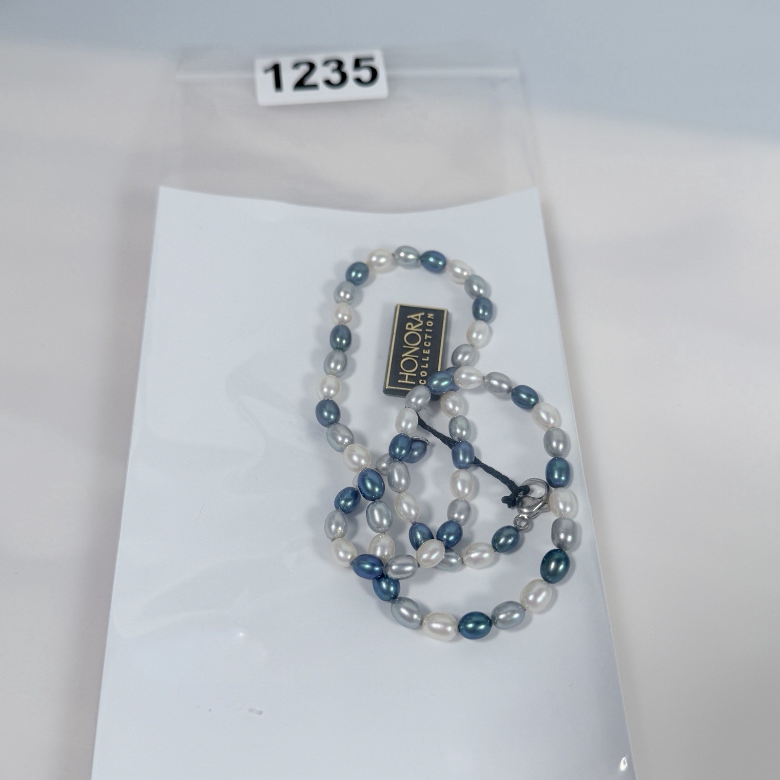 Honora Pearl Necklace Blue Silver White 925 Sterling Silver Clasp 18 in