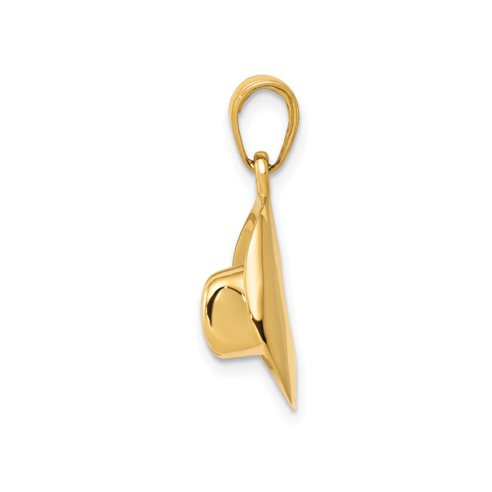 14k Yellow Gold 3-D Cowboy Hat Pendant Necklace Womens