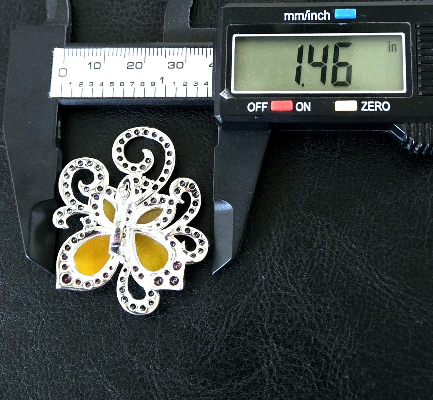 🦋BIG HONEY JADE, TANZANITE ++ 925 STERLING MULTI GEM BUTTERFLY ENHANCER PENDANT