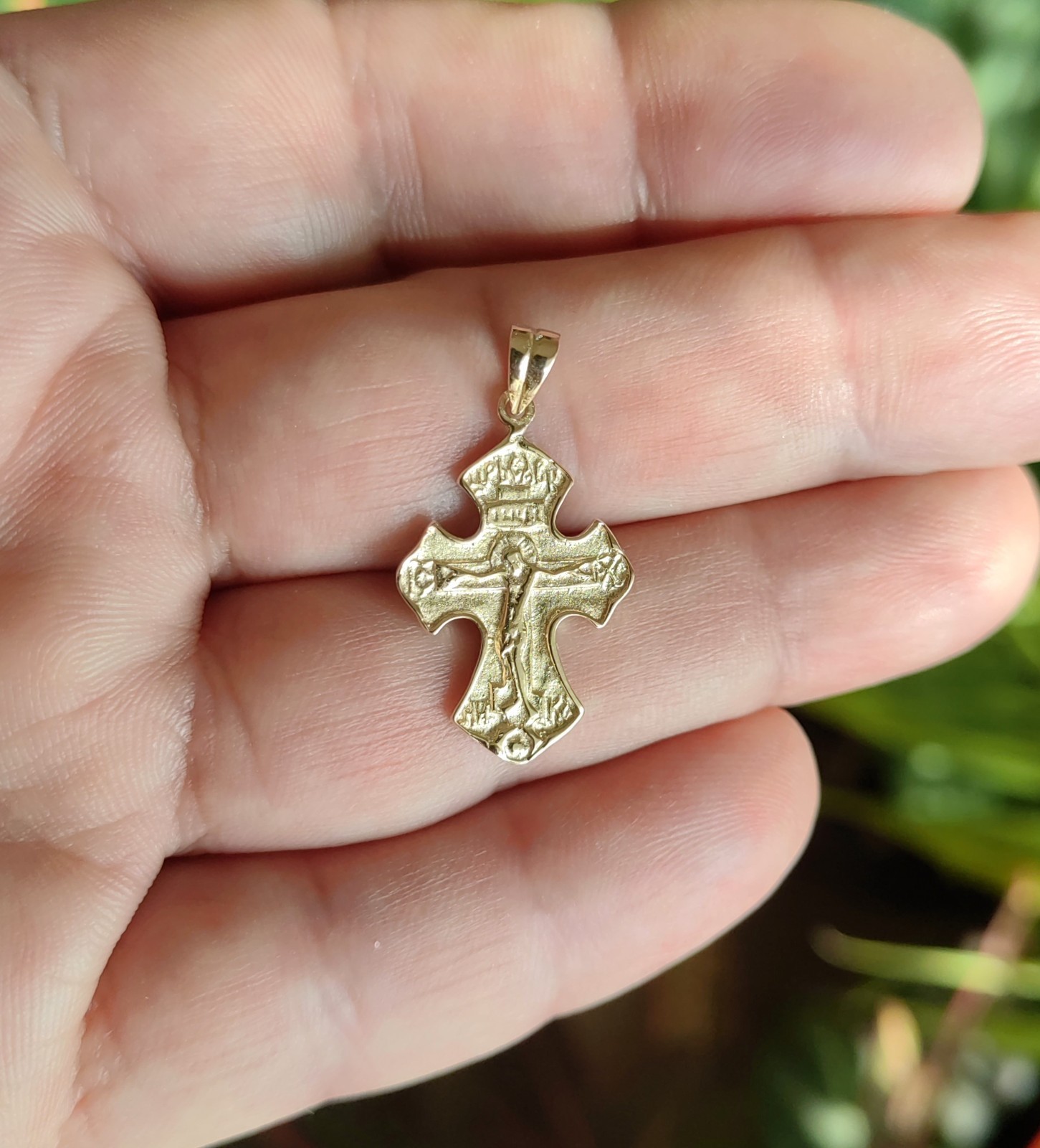 14k solid yellow gold cross pendant, female golden cross, male gold cross,