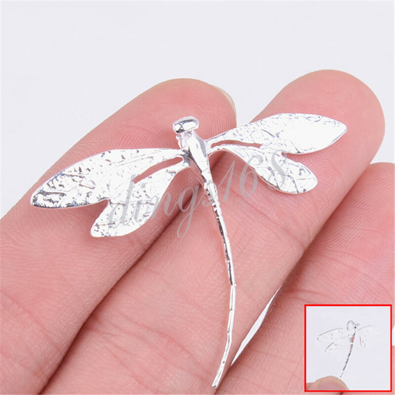 925 Sterling Silver 45x35mm Large 3D Dragonfly Pendant + Necklace Chain Set H476