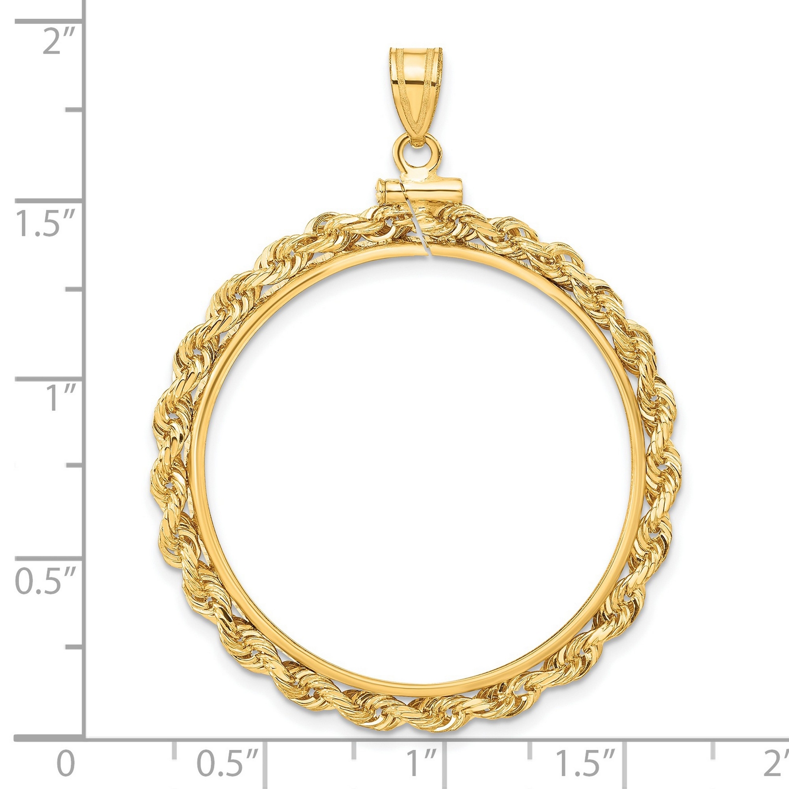 14k Yellow Gold Knotted Rope Screw Top 1 oz Australian Nugget Coin Bezel