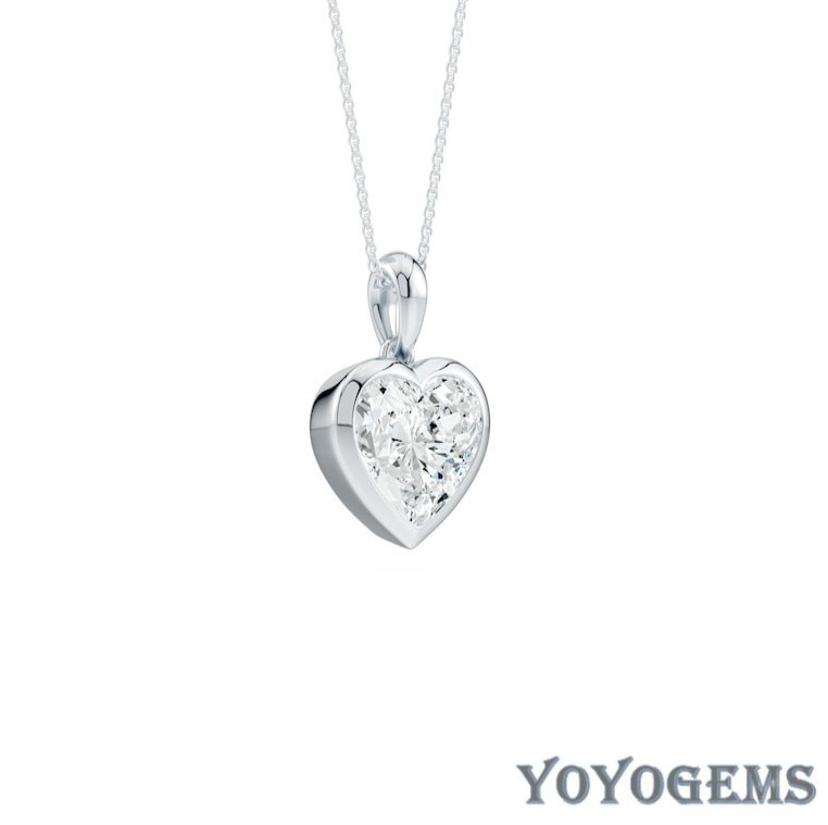 Moissanite Solitaire Wedding Pendant VVS1 Heart Cut 2.10 CT Solid 14K White Gold