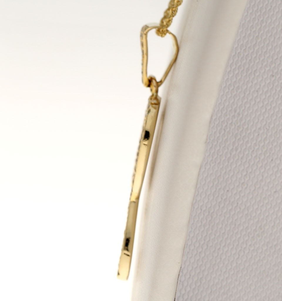 Natural Diamond Large Initial P Pendant Necklace 1.20CT 14K YG 20.5” Chain