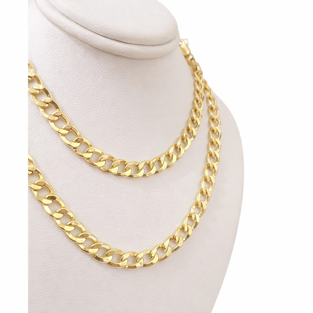Real 14k Yellow Gold Cuban Curb Link Chain Necklace 7mm 24 Inch Men
