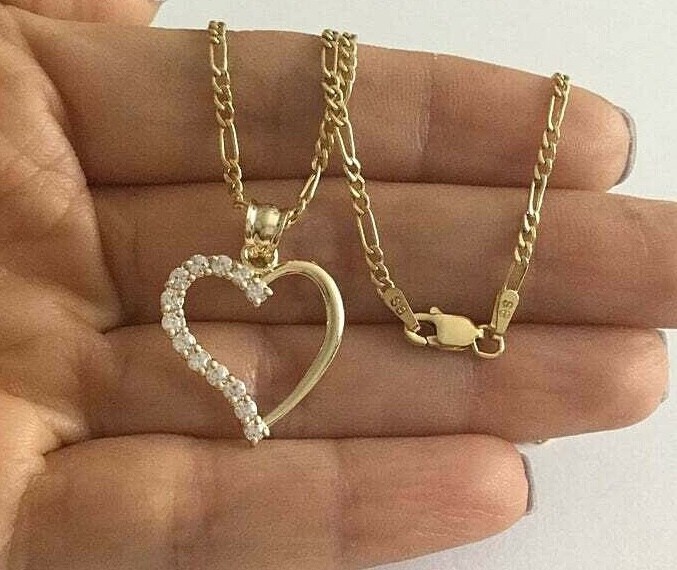 10K Real Gold Heart Love Charm 20″ Necklace, Solid Gold 25mm Heart- GP06-1