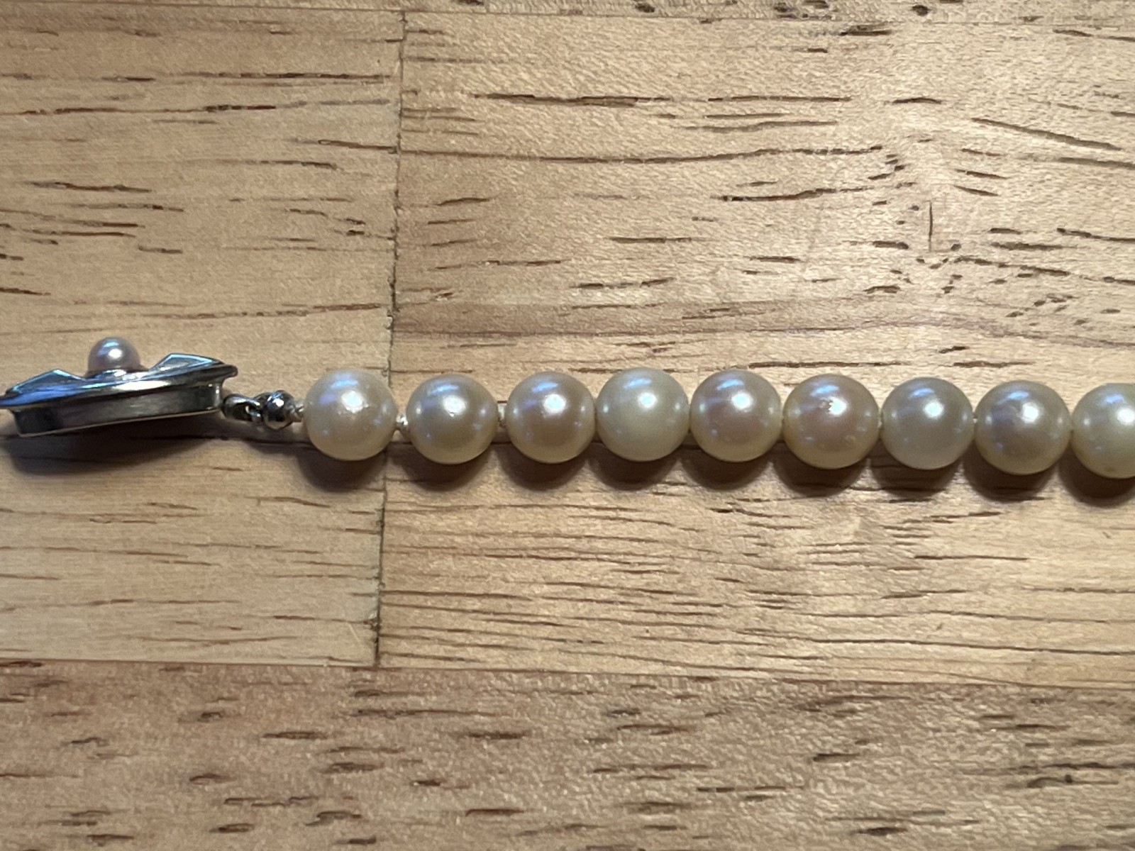 Genuine pearl, 13 inch necklace, 14k white gold clasp, 6 – 7 mm pearls