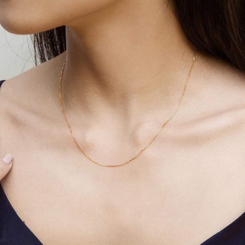 14K Gold Over 925 Sterling Silver 18″ 1.6mm Cable Chain for Women, Sturdy Shiny