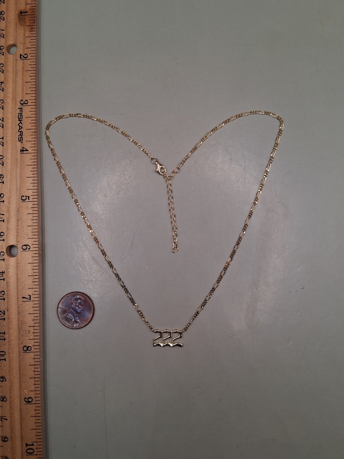 Sterling Silver 222 Angel Number Y Drop Pendant Chain Link Necklace