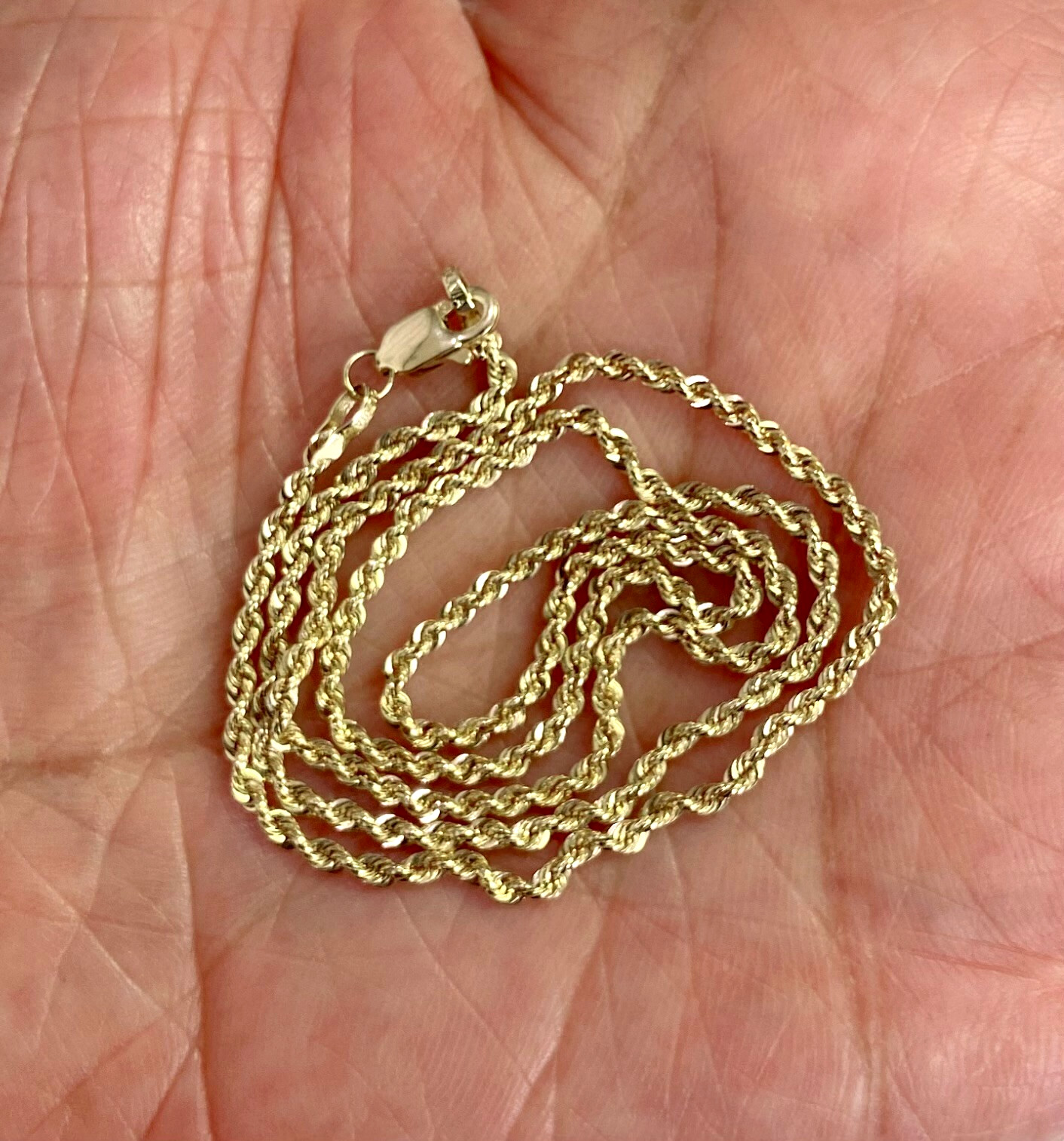 HSN Michael Anthony Jewelry Solid 10K Yellow Gold Glitter 16″Rope Chain Necklace