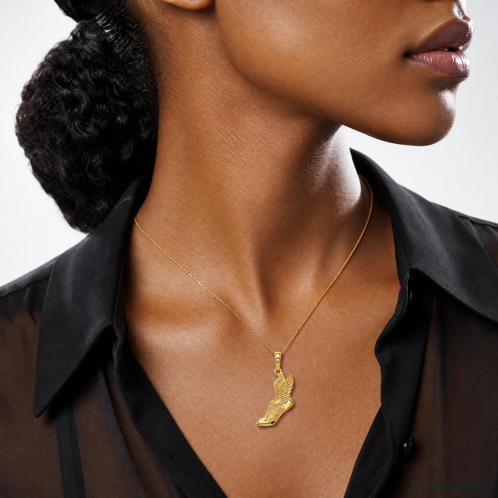 10K / 14K Yellow Gold Polished Running Shoe Pendant