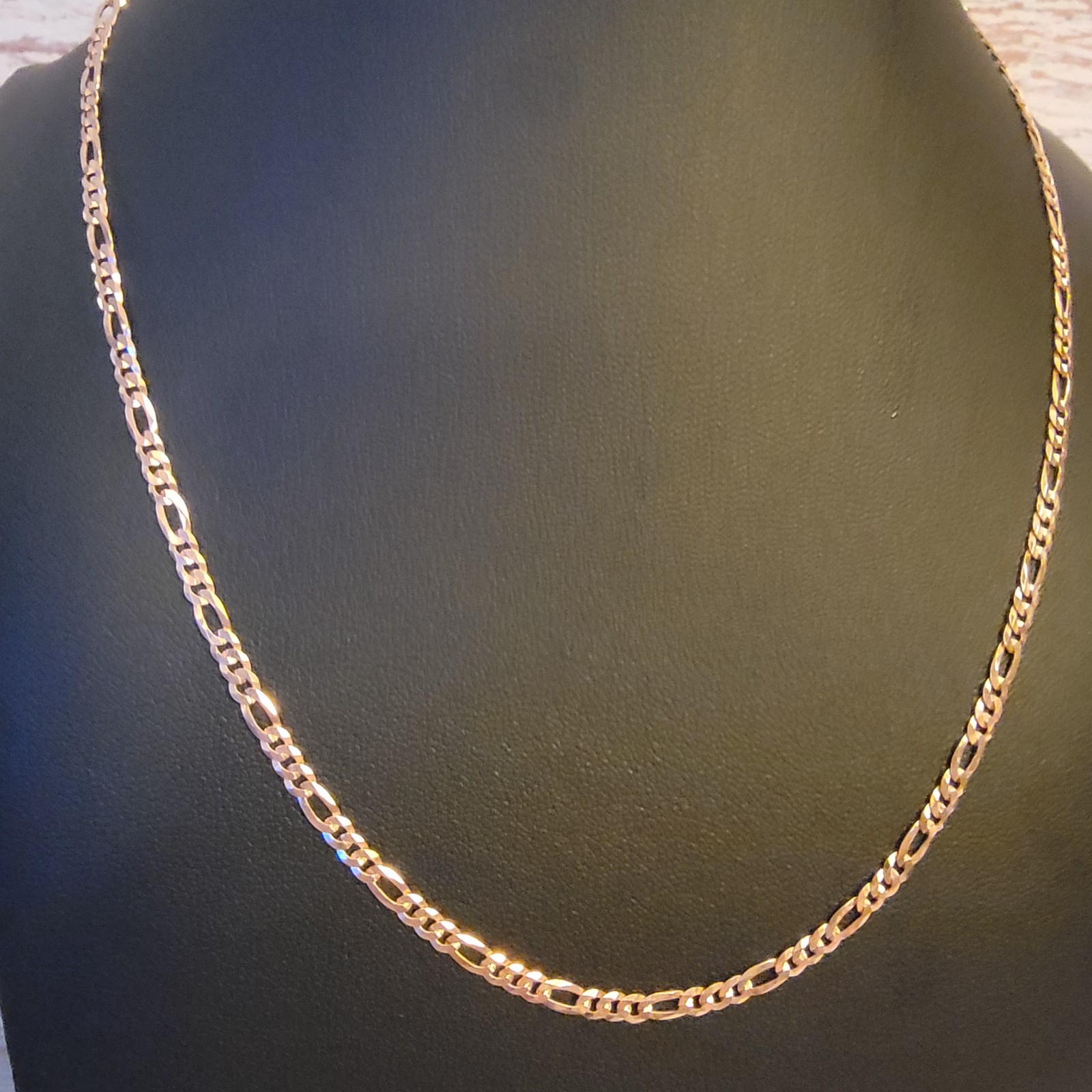 18-inch Figaro chain rose gold over sterling silver 925 3.1mm
