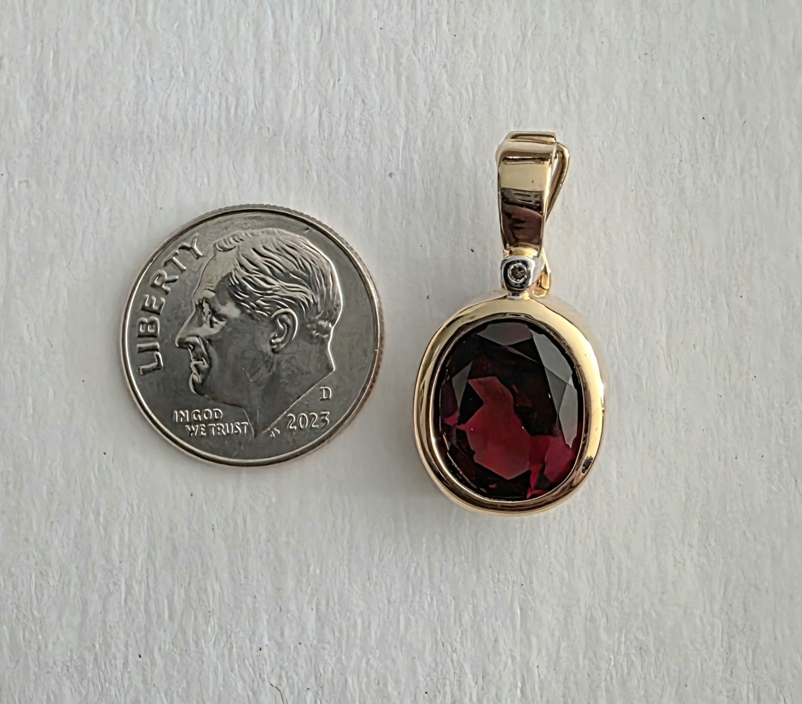 14K YG Garnet Pendant Enhancer