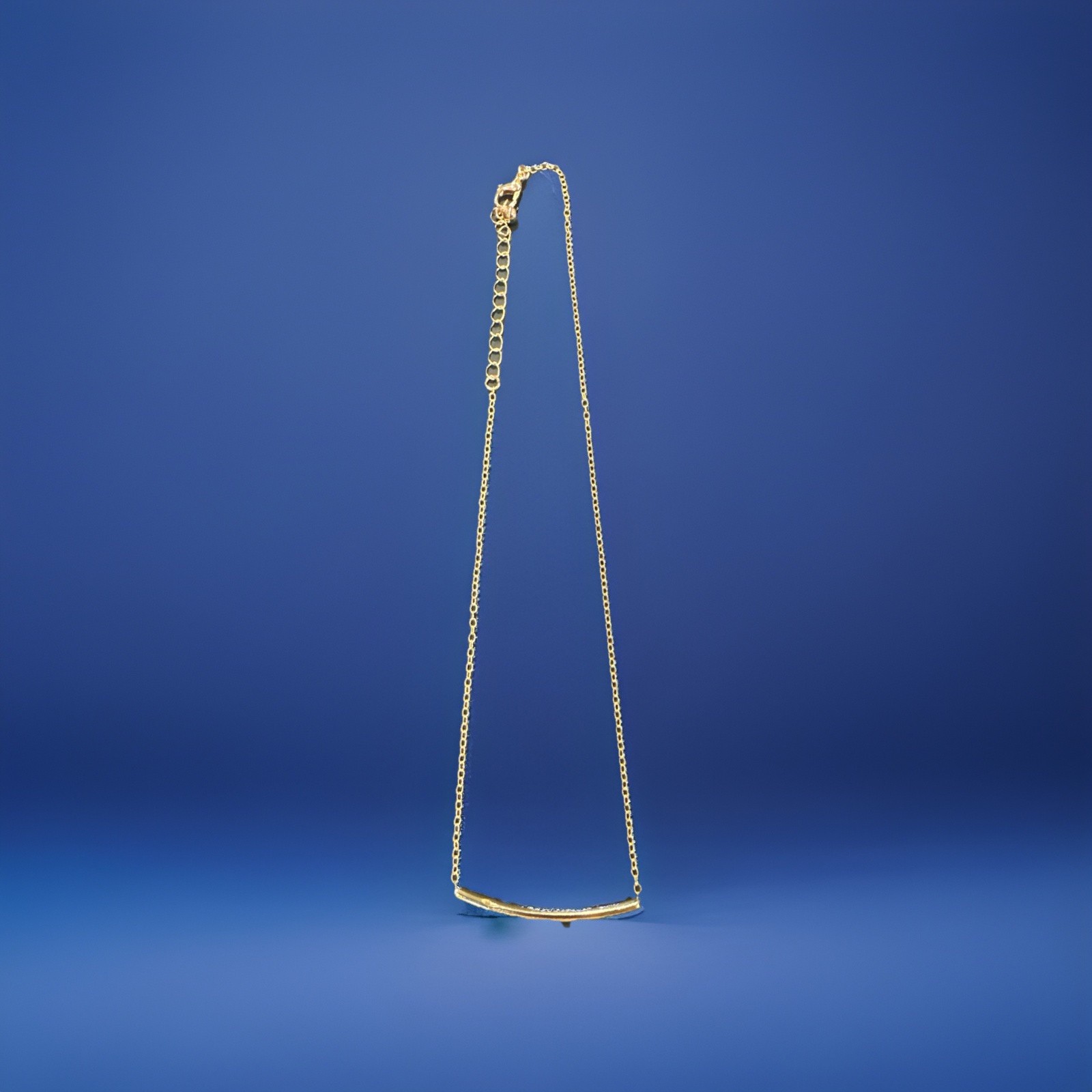 Minimalist Curved Bar Pendant Necklace Gold Plated Sterling Silver