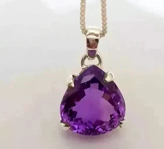 25 Ct Natural Purple Sapphire Pear Cut 925 Solid Silver Pendant Gemstone