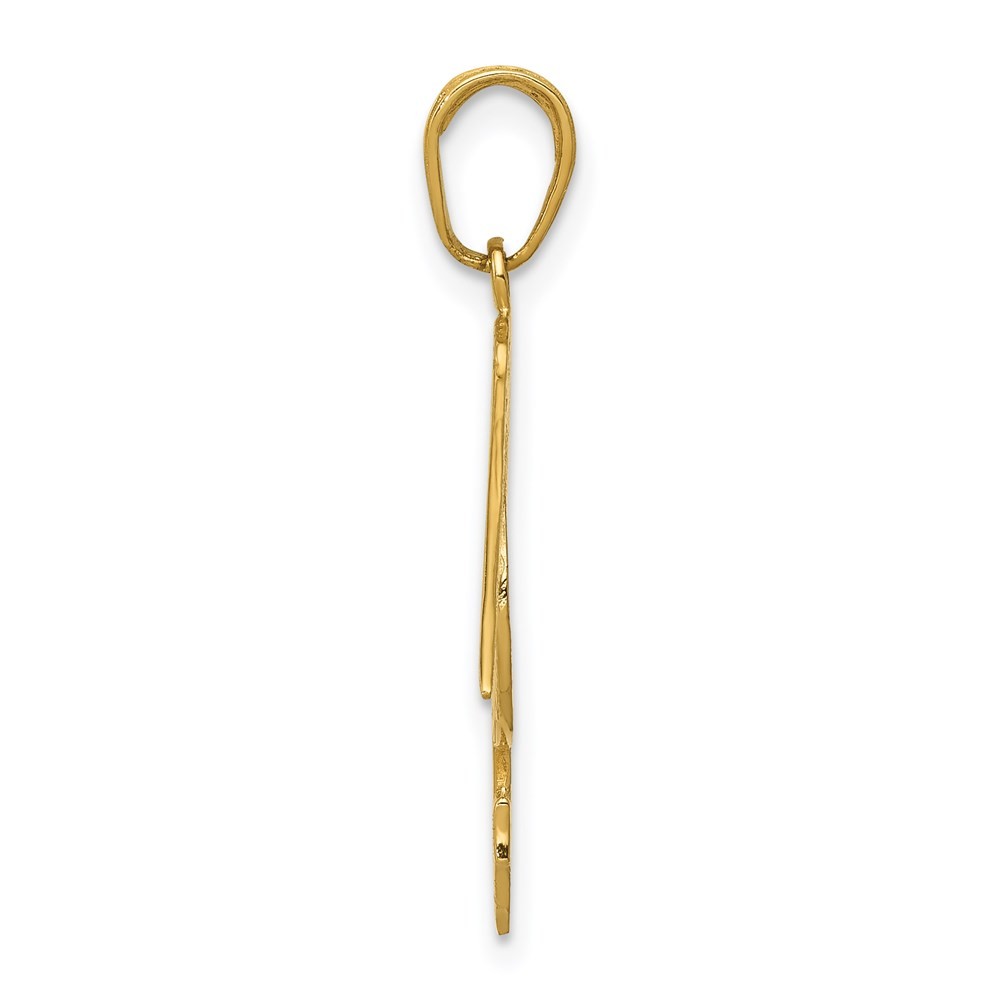 14k Yellow Gold Pelican Bird Shape Charm Pendant L 25mm, W 24mm