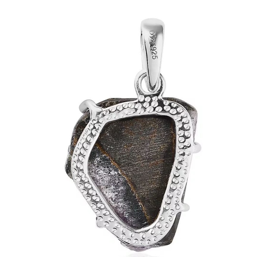 Rough Cut Geode Amethyst 34.15 ctw Pendant without Chain in Sterling Silver53