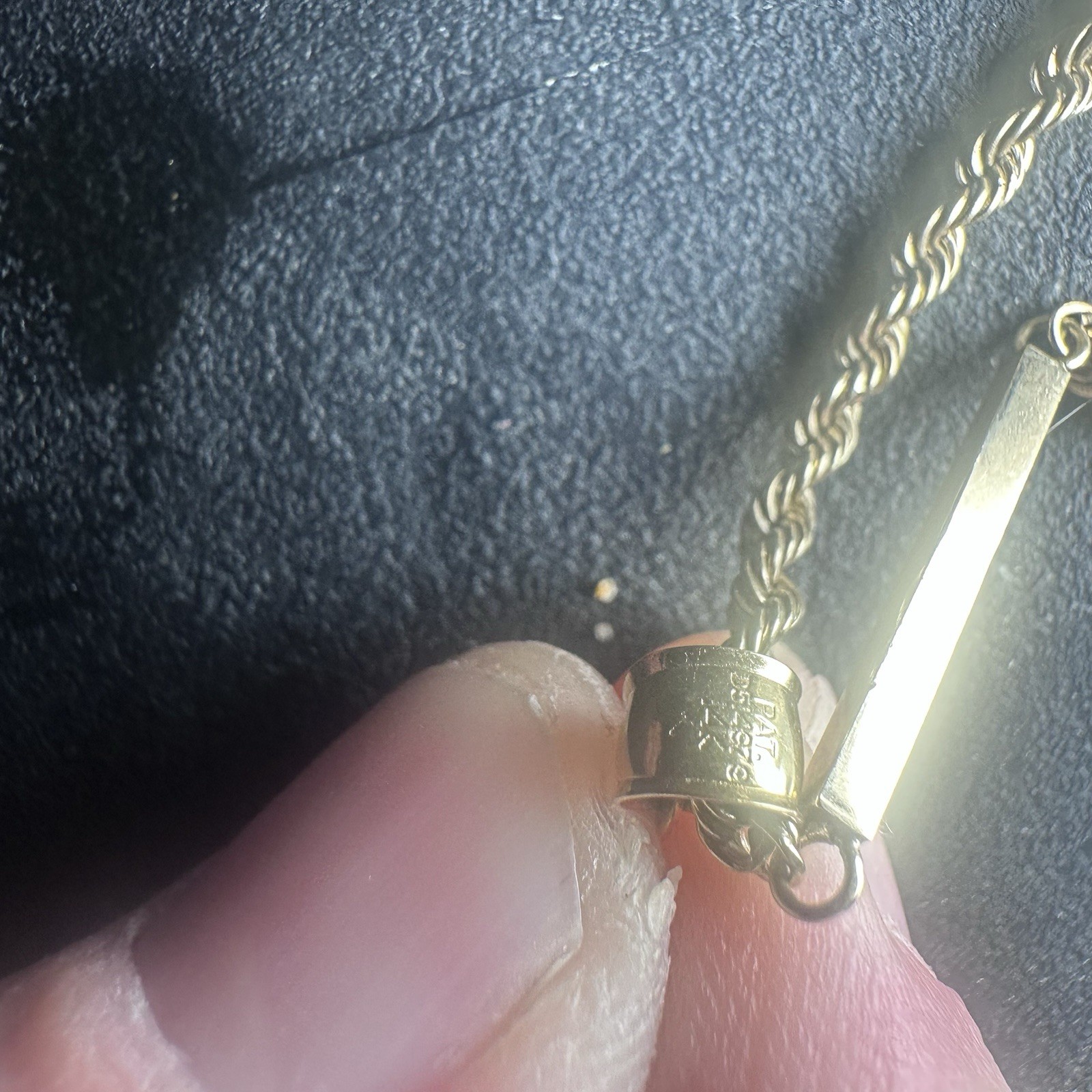 14k Vintage Necklace Rope And Bar Chain 14k Pendant. Stones Unknown 24inch
