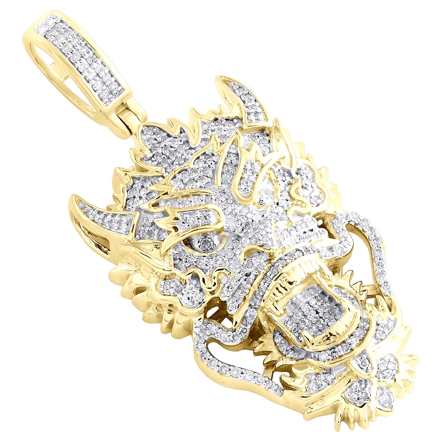 10K Yellow Gold Genuine Diamond Men’s Iced Charm Chinese Dragon Pendant 1/2 CT