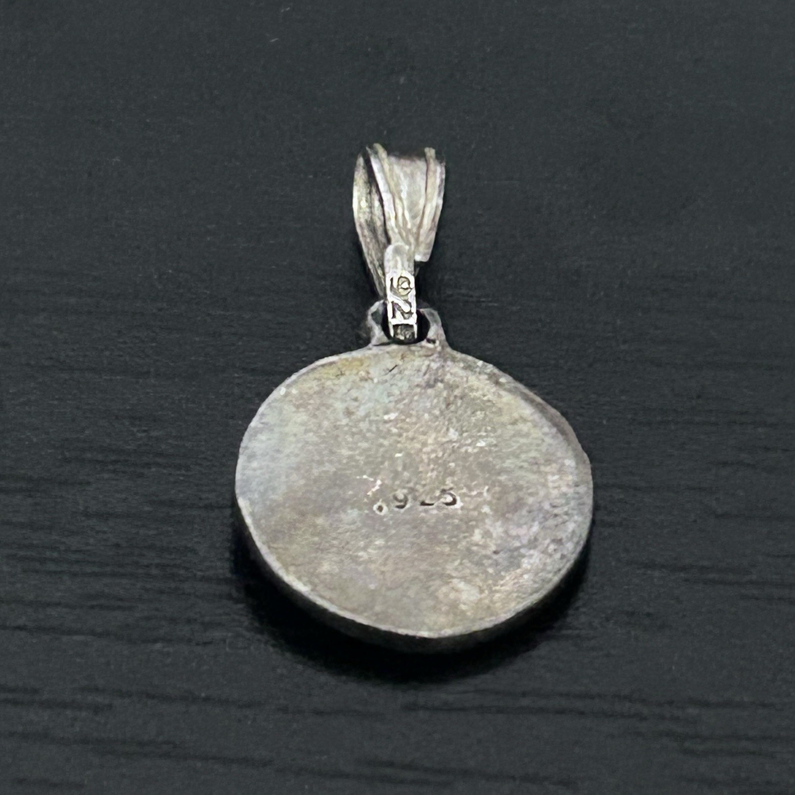 Vintage Cherub Angel Medallion Sterling Silver Small Charm 925 Oxidized