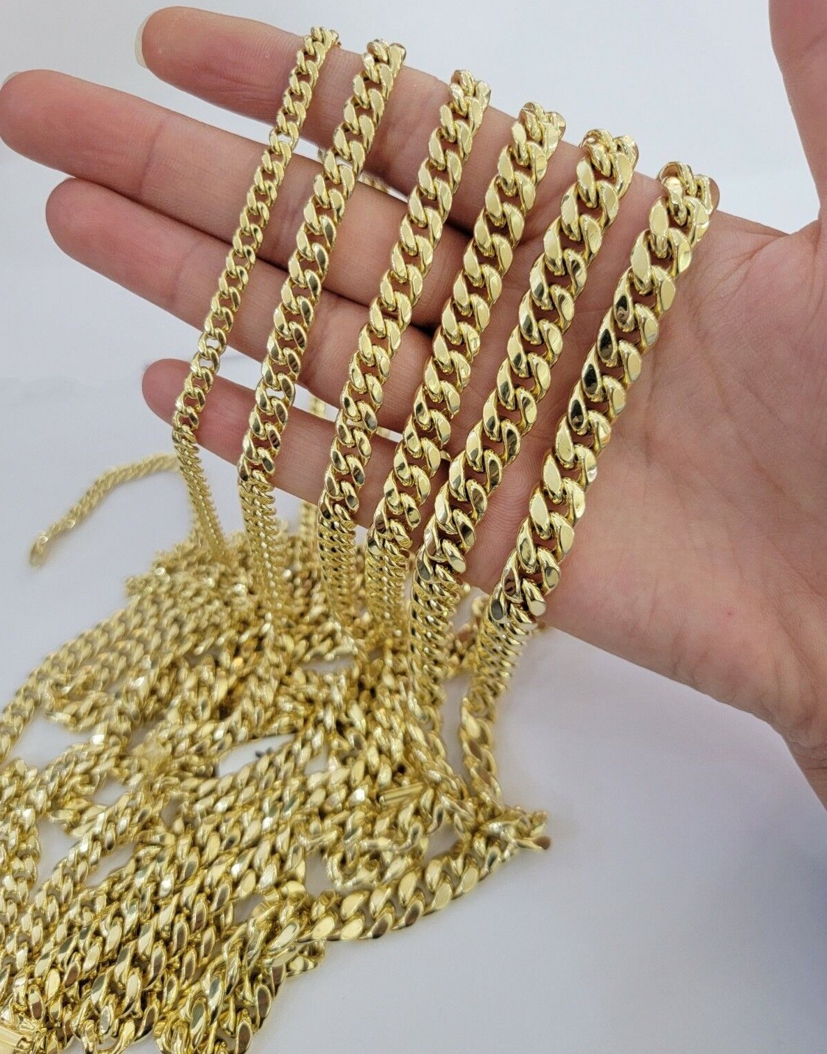 Real 10k Gold Miami Cuban Link Necklace chain & Bracelet 5-10mm 8″-30″ Men Women