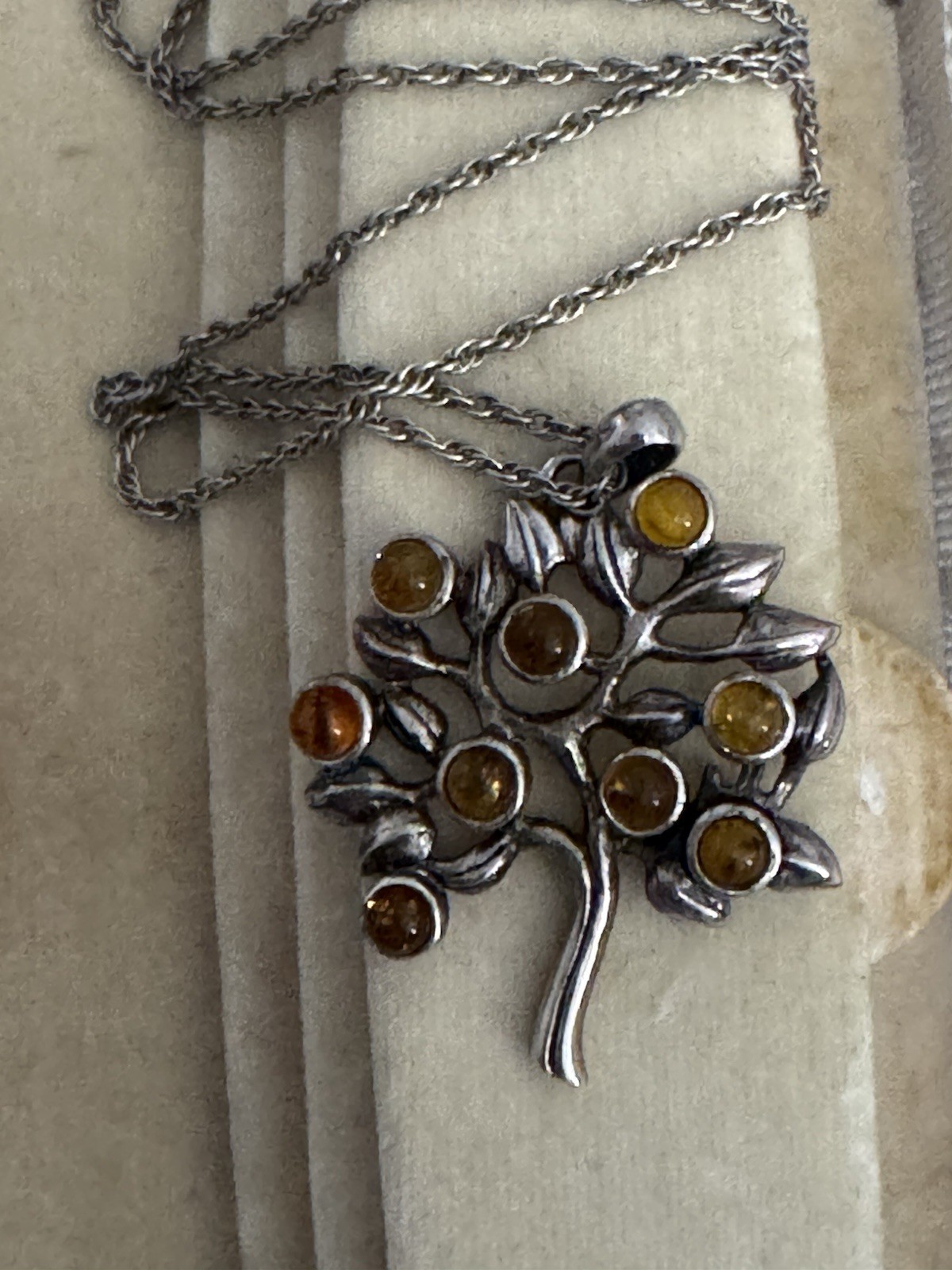 Sterling Silver Real Baltic Amber Tree of Life Pendant and Necklace.
