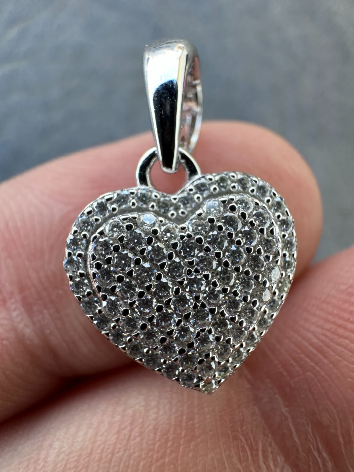 MOISSANITE 925 Silver Iced Small Ladies Heart Shaped Love Pendant Necklace Charm