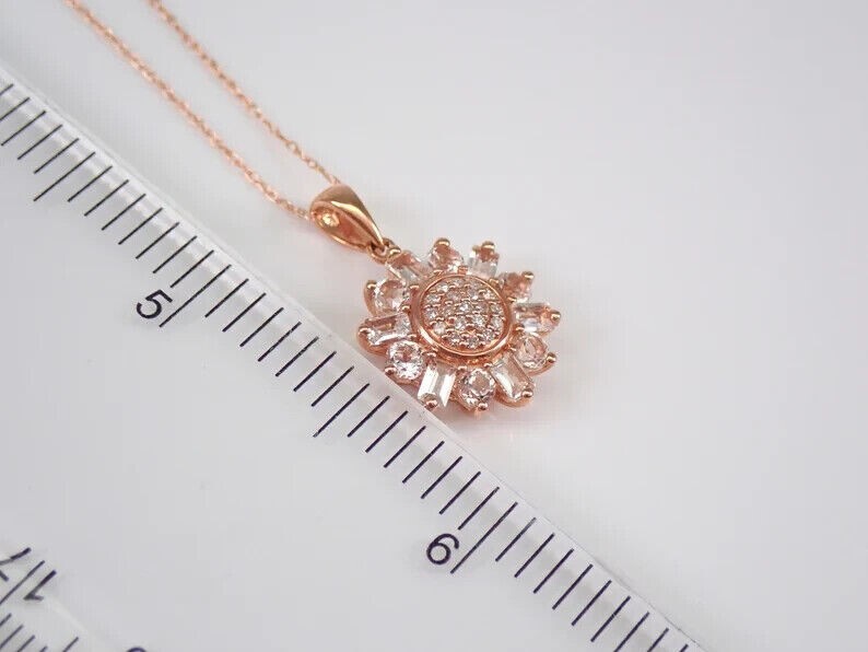 0.75Ct Round Natural Moissanite Women’s Pendant 14k Rose Gold Plated Silver