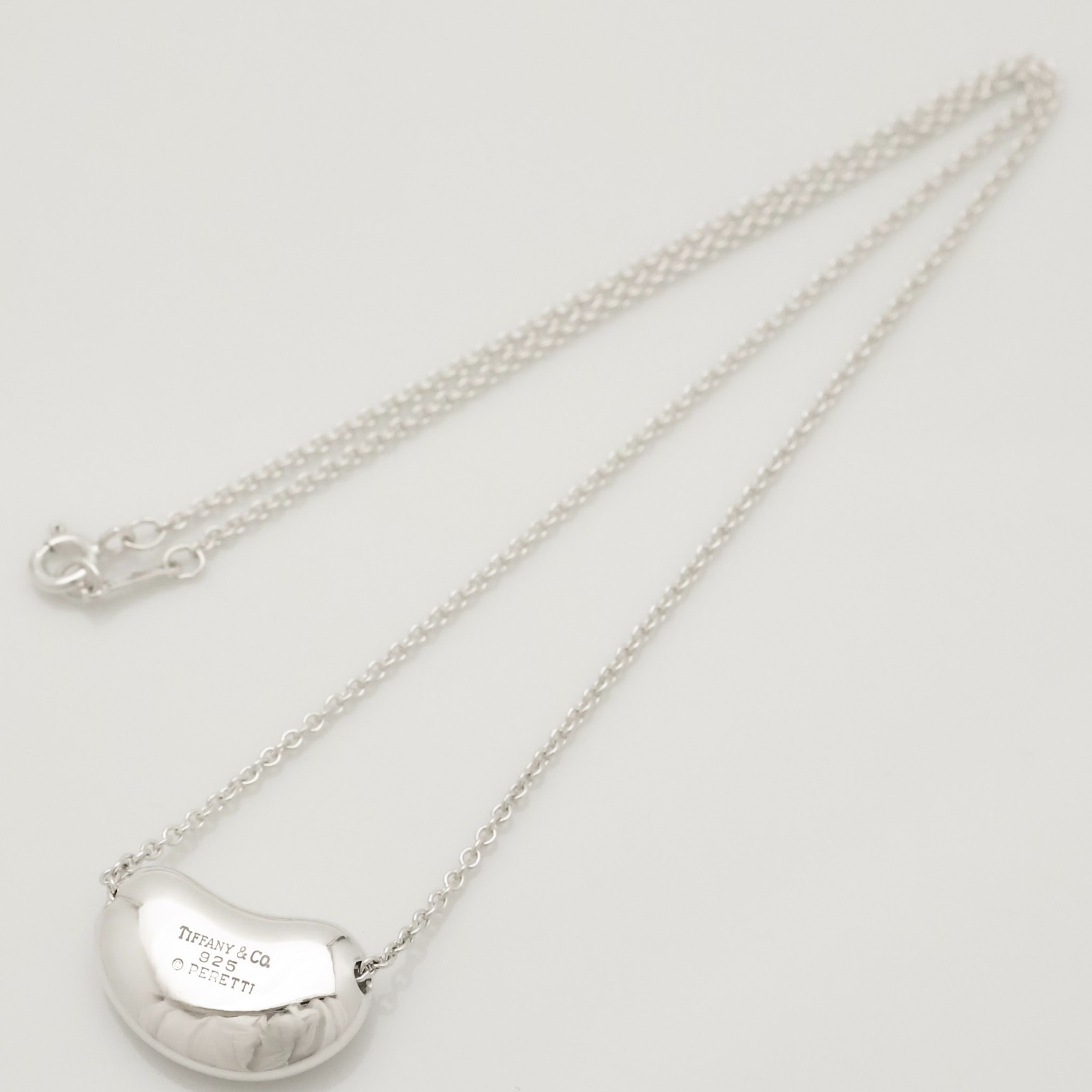 Authentic Tiffany & Co. Peretti Large 20mm Bean Necklace 16″ Silver 925 w/Pouch