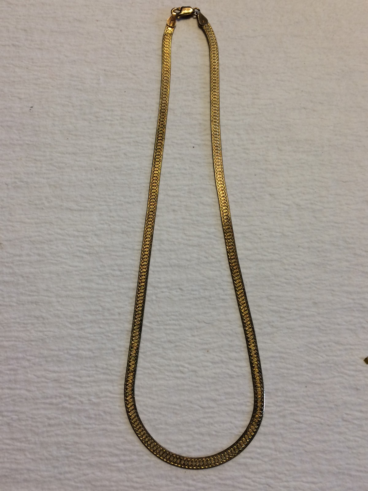 Sterling 925 Italy Herringbone Necklace HCT Gold Plated, 10g, 17.5″, R9