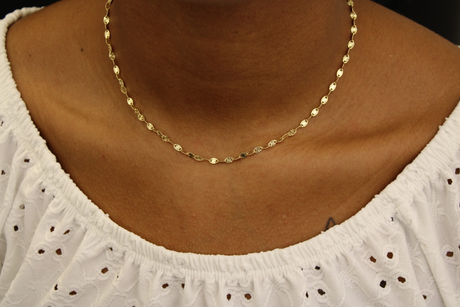 Solid 14K Gold Fancy Fine Chain Necklace 2.5mm 16″ – Italian Jewelry