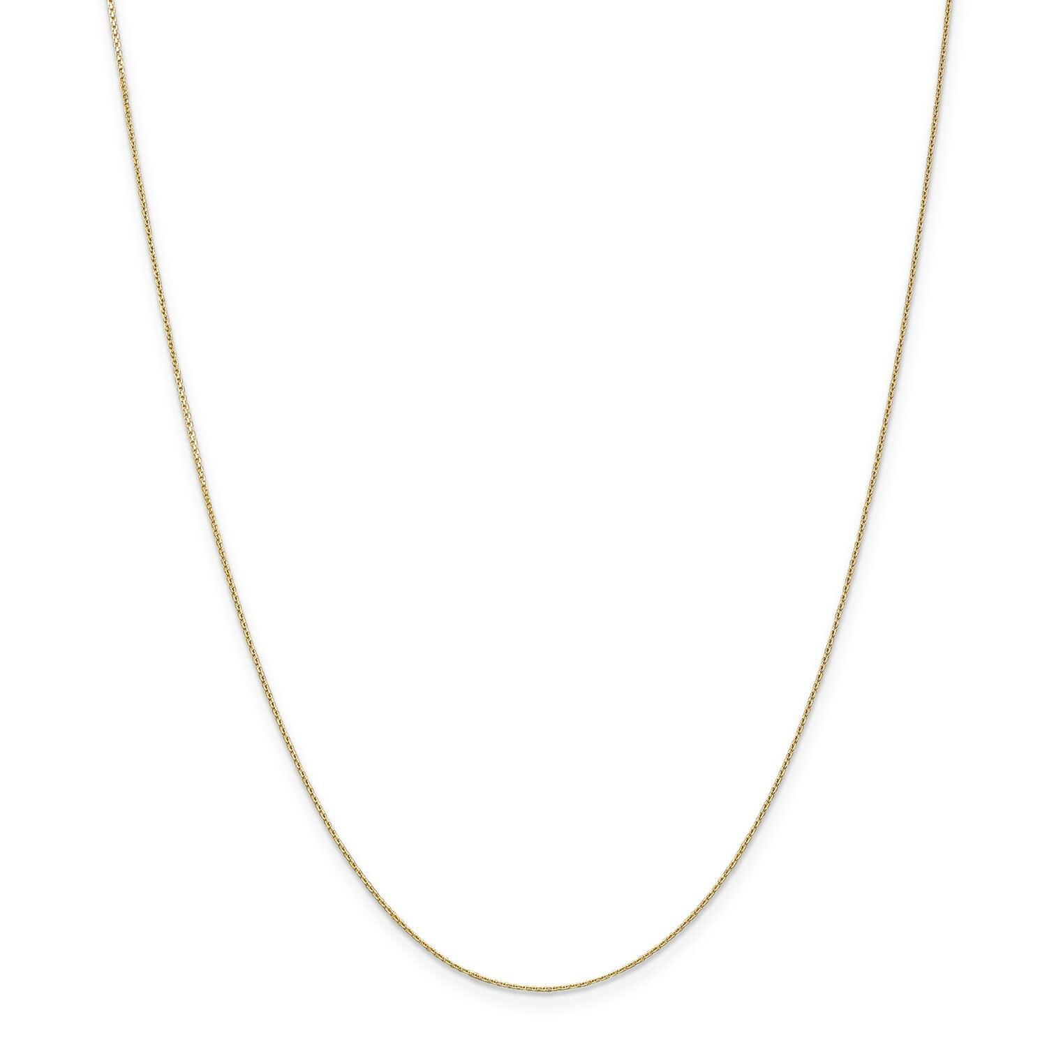 14k Yellow Gold 0.65mm Diamond Cut Solid Cable Chain w/ Lobster Clasp 16″ – 24″
