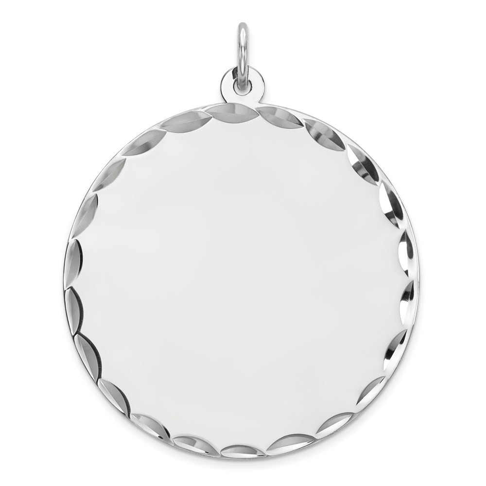 Sterling Silver Rhodium-plated Round Polish Front/Satin Back Disc Charm Pendant