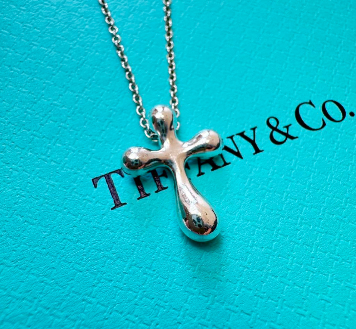 Tiffany & Co. Elsa Peretti Cross Small Necklace Pendant Silver [Very good]