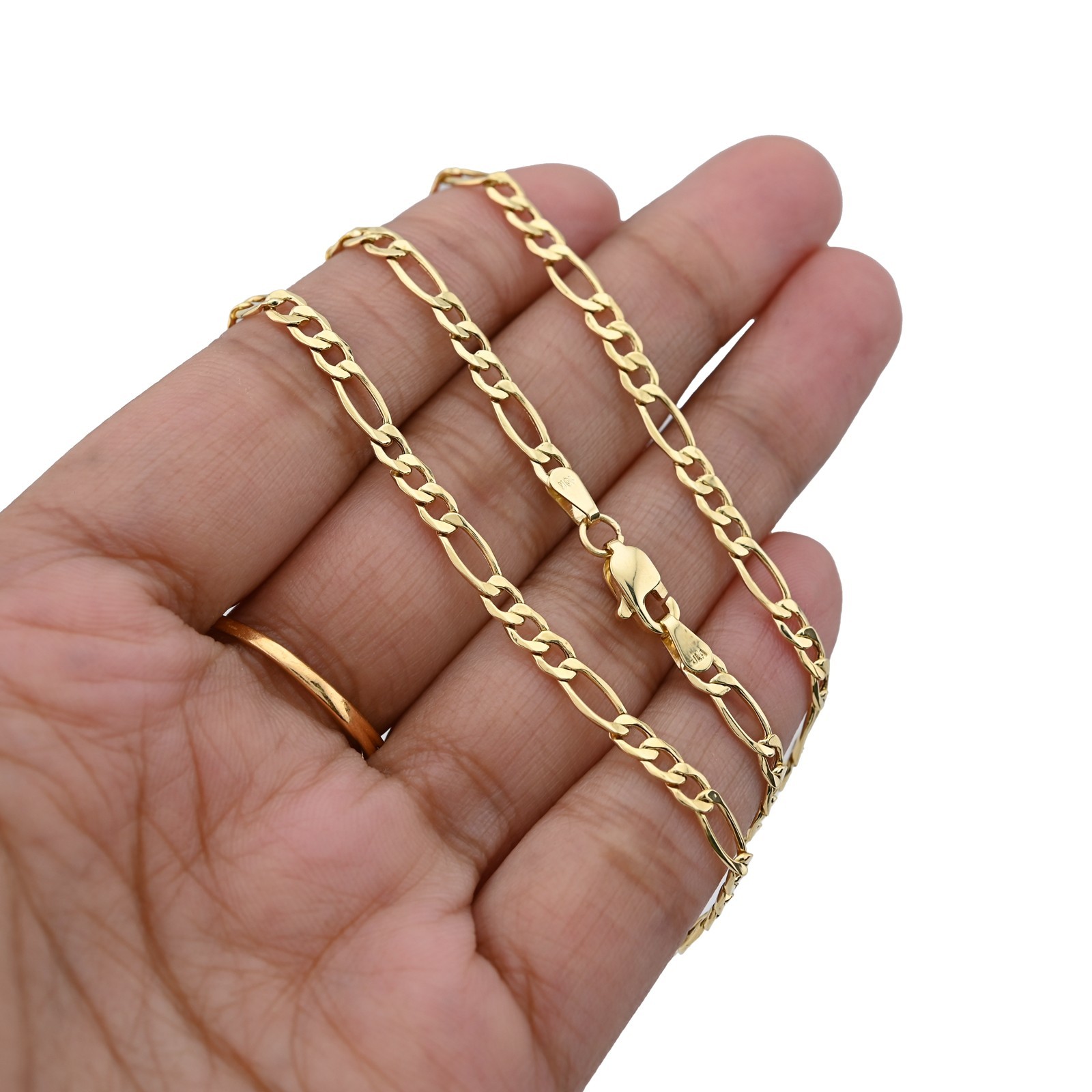 4MM 10k Yellow Gold Unisex Adults 3.4 grams Figaro Chain Necklace – 20 Inches