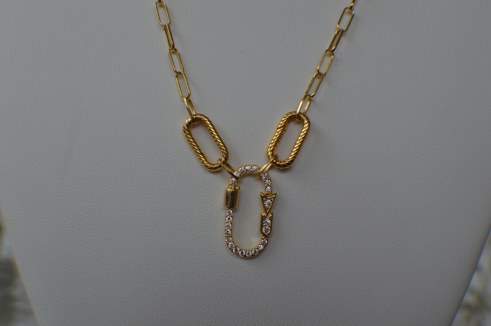 0.67ct Moissanite Paper Clip 18″ Chain in 14K Yellow Gold Plated Over Silver