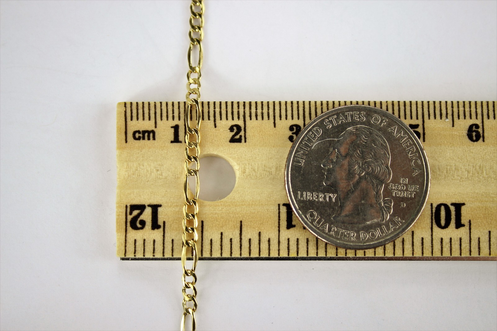 14K Yellow Gold Figaro Link Hollow Chain Necklace Bracelet 2mm ~ 7.5mm /7″ ~ 30″