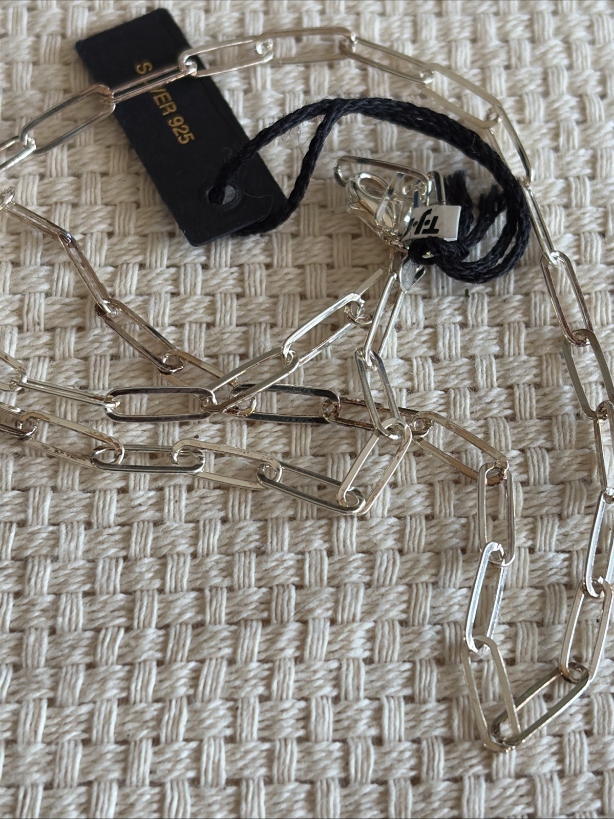 Woman’s Sterling Silver Paper Clip Necklace Measuring 18 Inch Italy