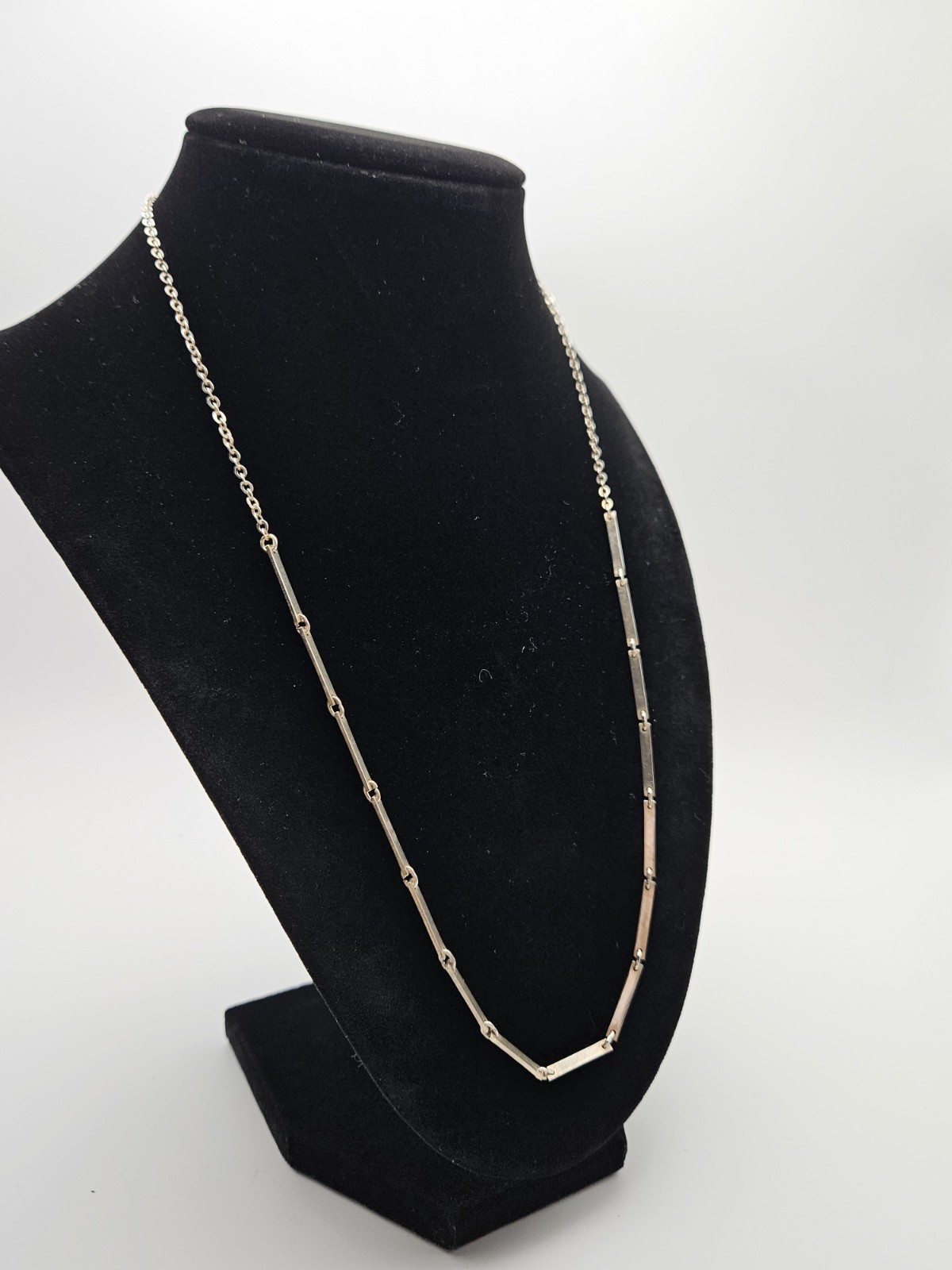 900 Unique Link Sterling Silver 22in Necklace Bar And Cable Link