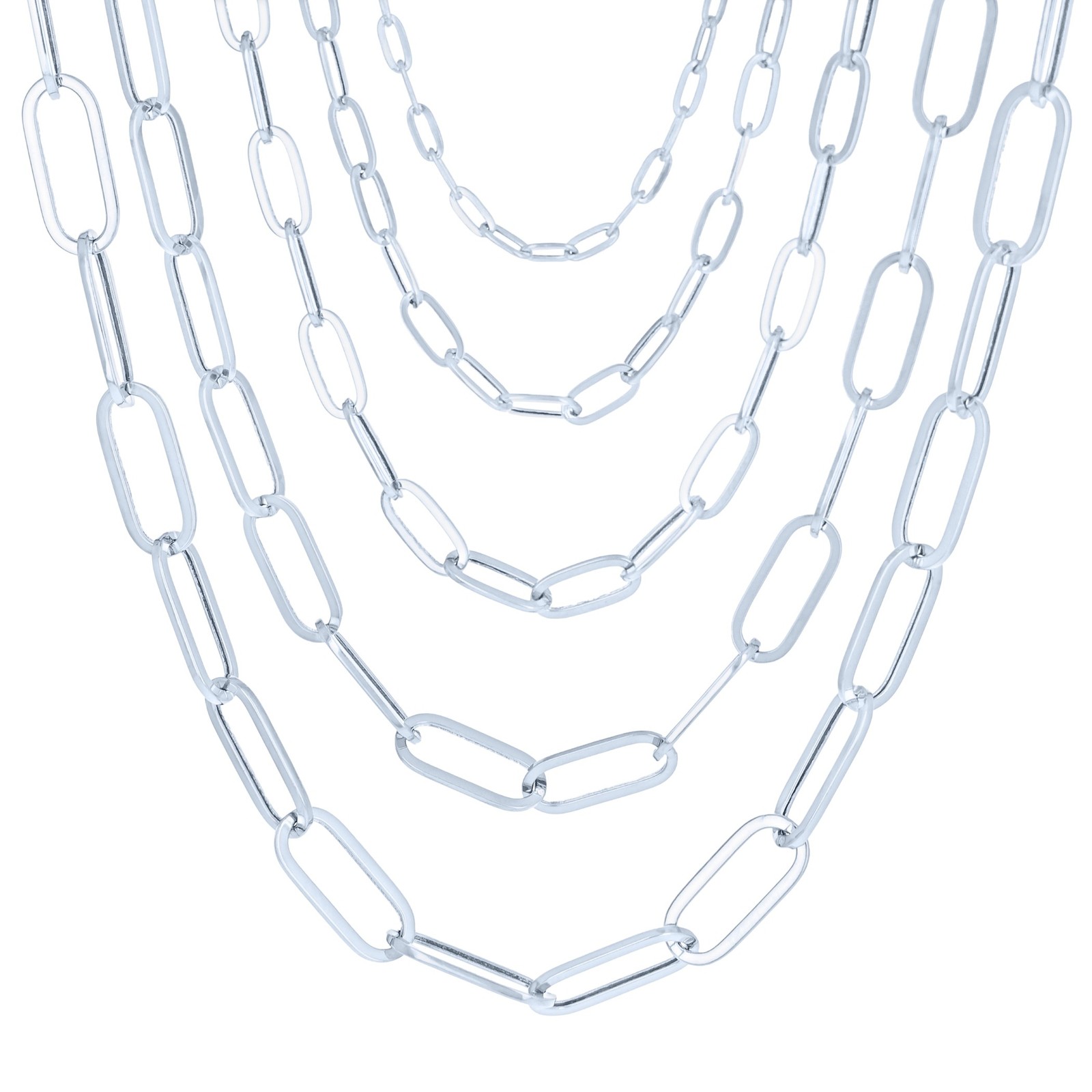 10k White Gold Paperclip 2mm-7mm Chain Oval Cable Necklace Mens Womens 16″-24″
