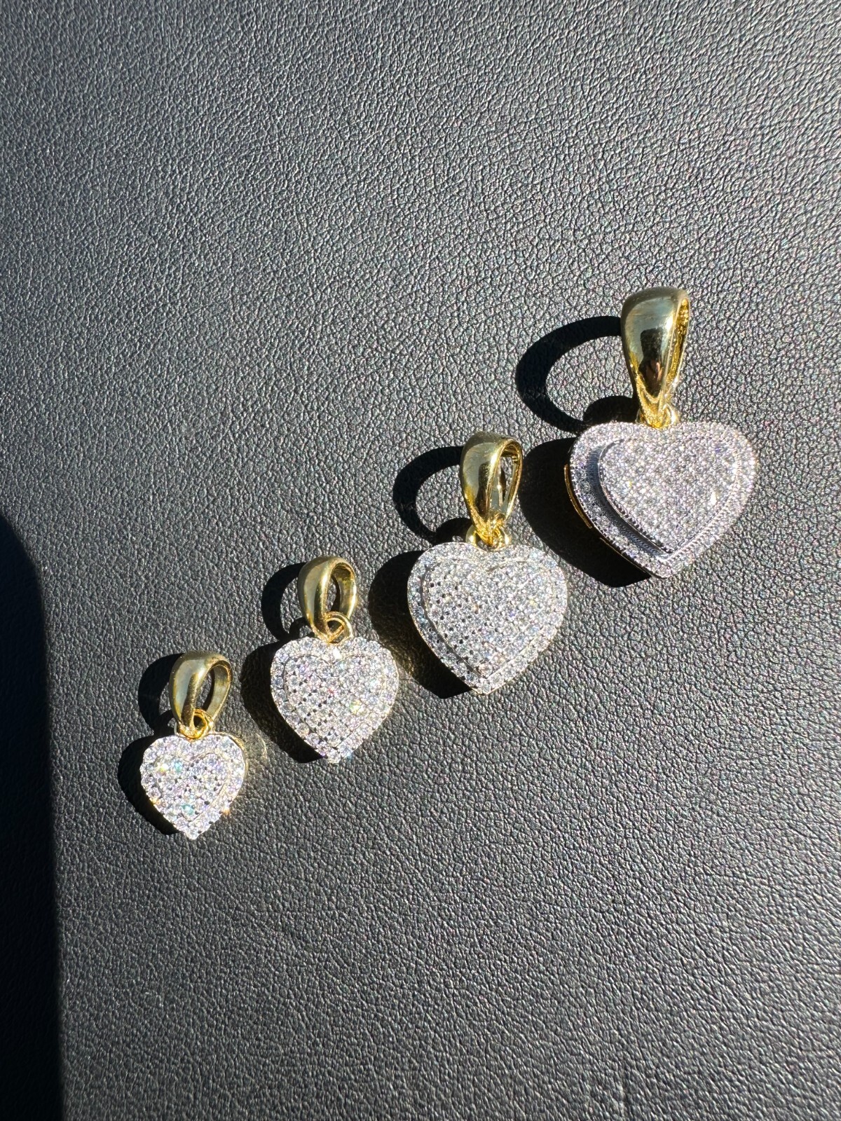 MOISSANITE 925 Silver 14K Gold Iced Small Ladies Heart Shaped Love Pendant Charm