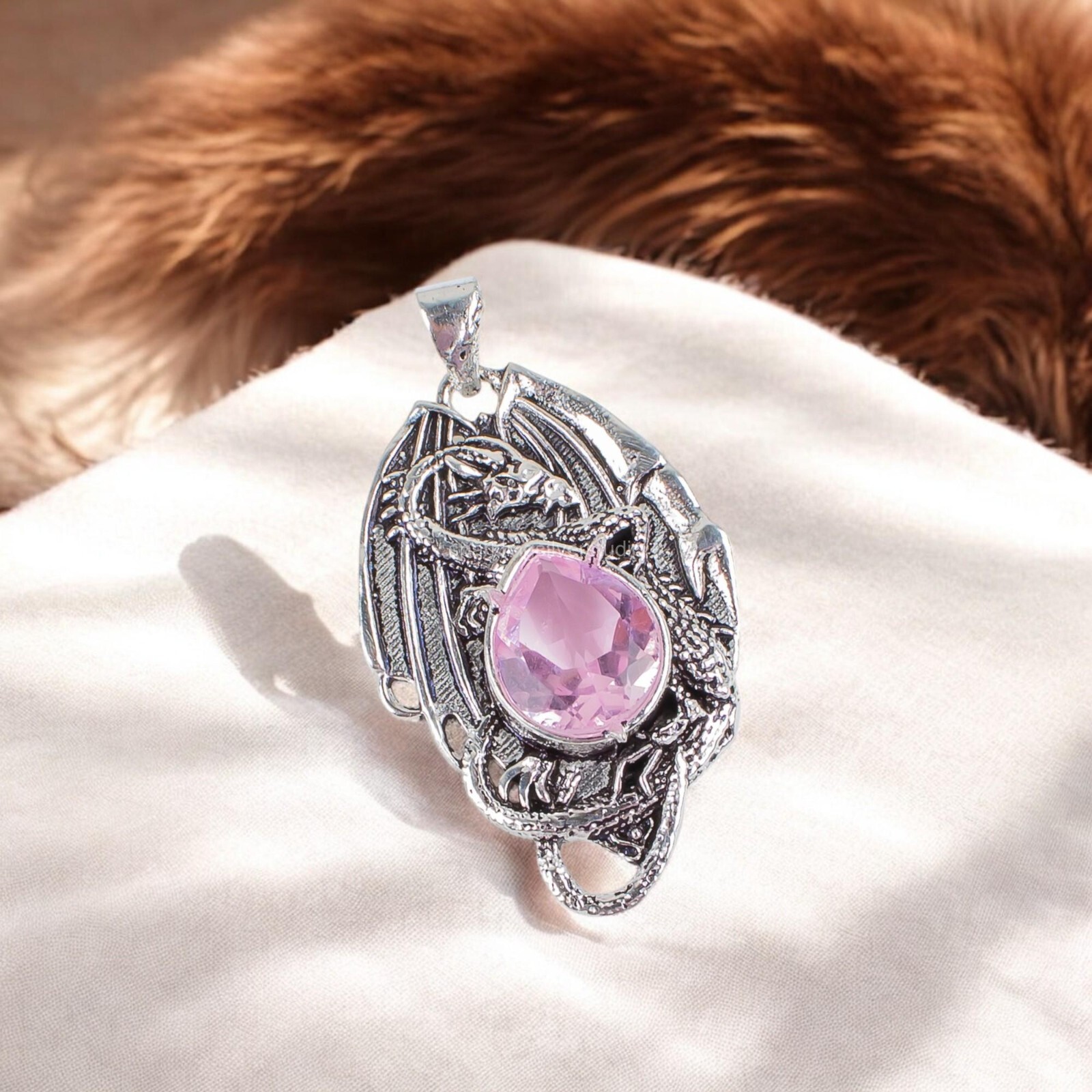 Faceted Morganite Stone Sterling Silver Womens day Sister Anniversary Pendant