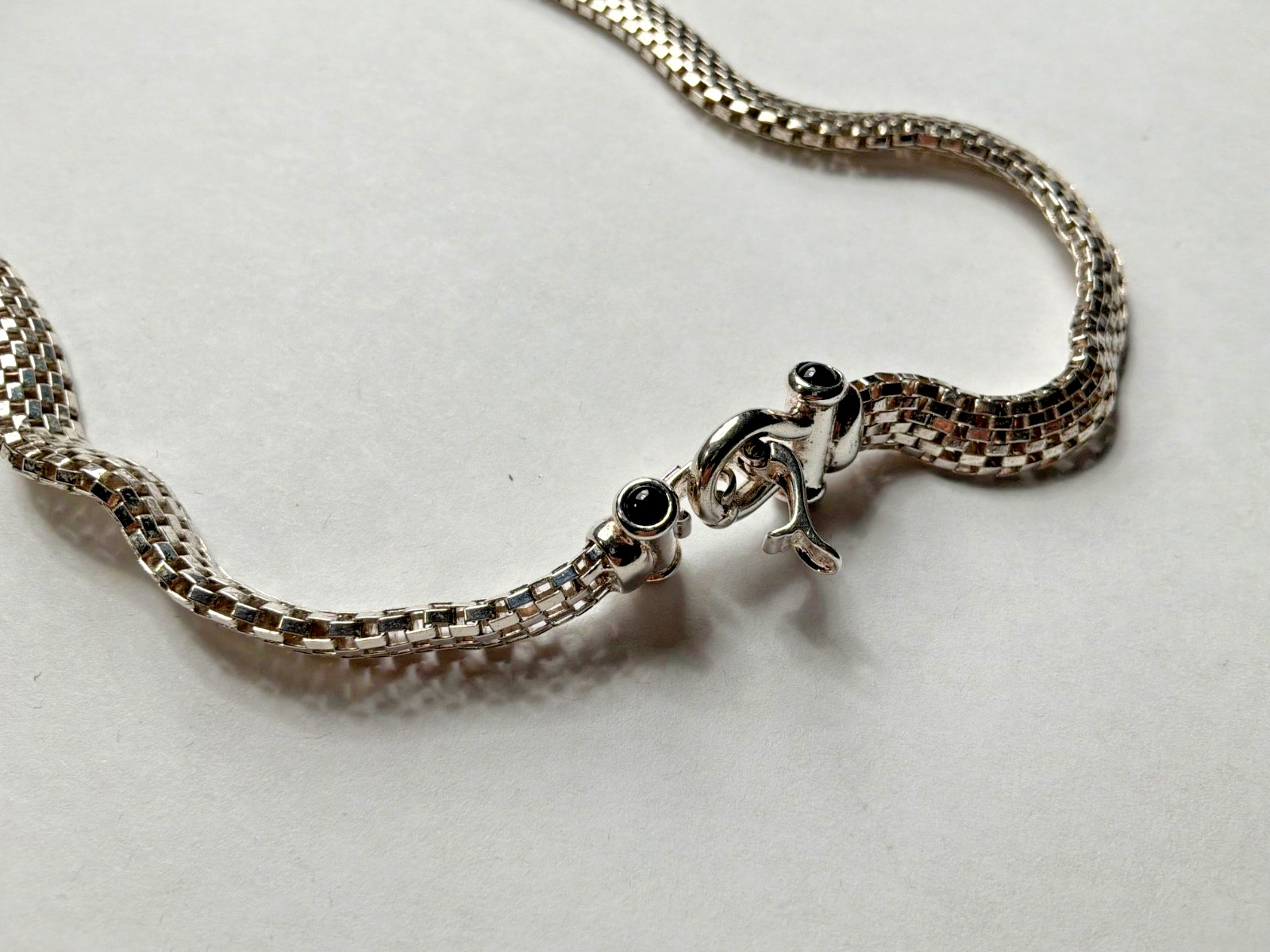 Milor 925 Sterling Silver Italian 8mm Mesh Link Chain Necklace Womens 17 Inch